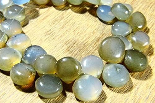 7 inch Strand of Natural Chalcedony 9-13mm Heart Smooth briolette Beads for DIY Jewelry Making. |BRIO_01813