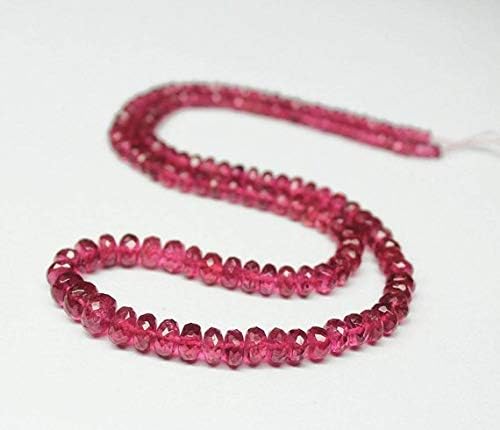 natural pink rubellite tourmaline rondelle faceted loose rondelle gemstone craft beads strand 15