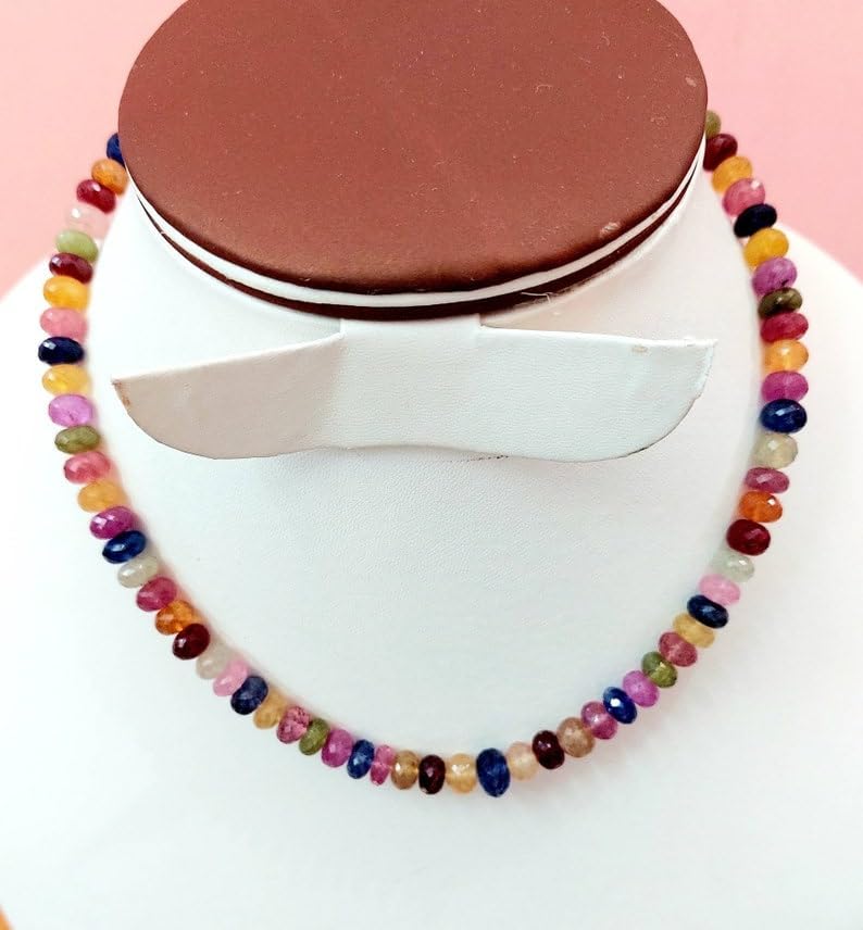 Natural Ruby, Sapphire Rondelle Faceted Beads 8x10 16 inch Long String Jewelry Making Gemstone Beads for Necklace Bracelet