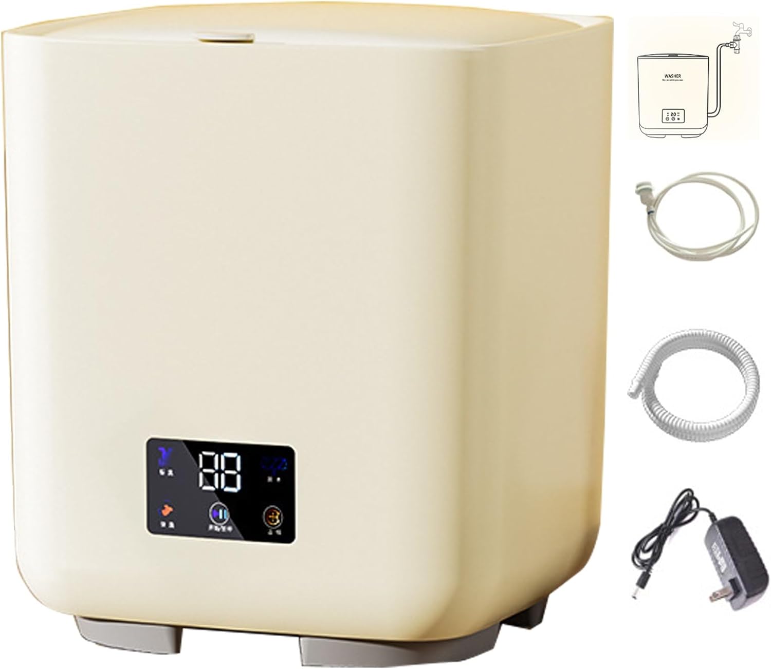 2023 New Automatic Mini Washing Machine Portable Washer with Spin Dry and Blue Ray, 7L Small Laundry Washing Machine - Automatic Water Intake and Drainage (Color : White)