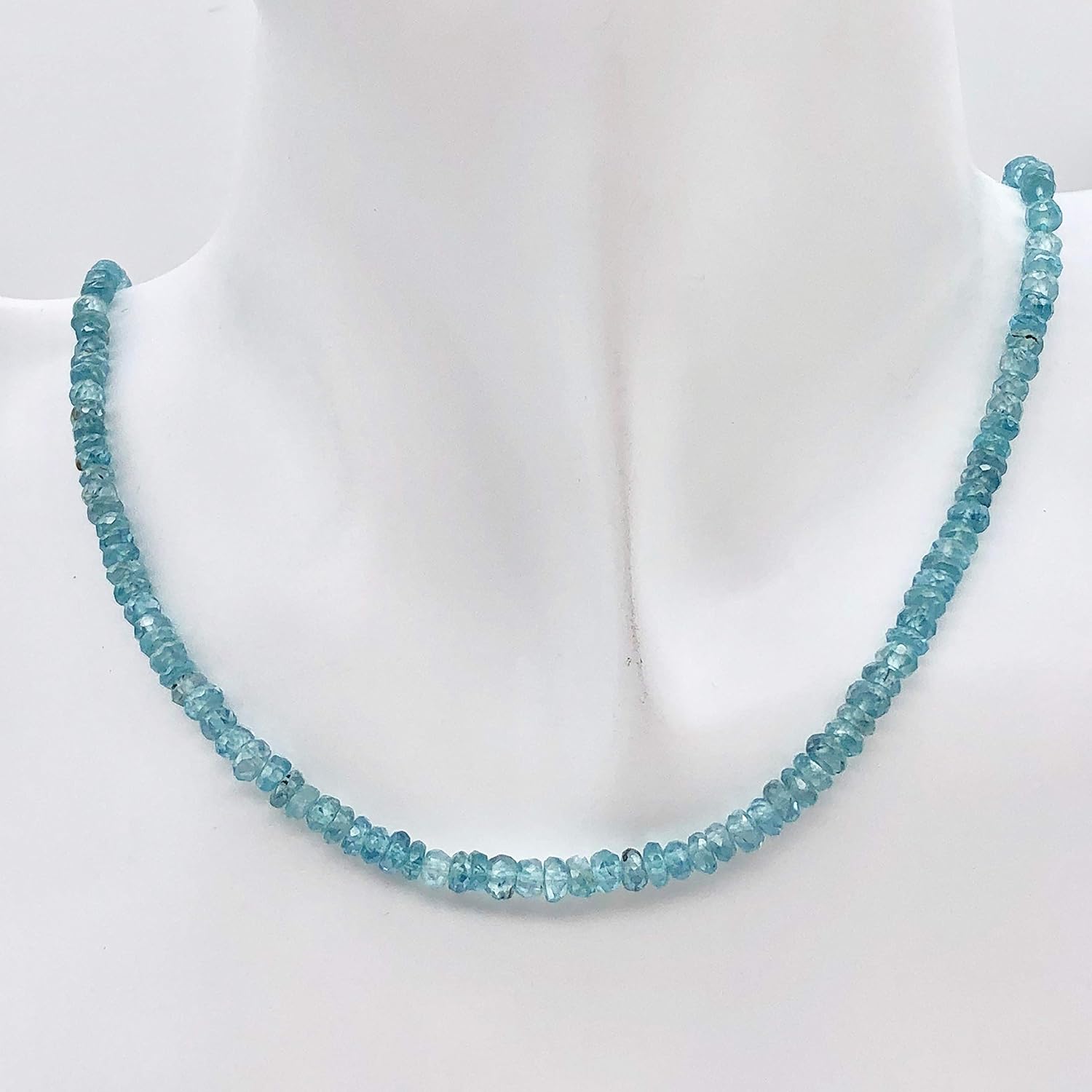 73.7cts Natural Blue Zircon 3x1.5-4x2.5mm Graduated Faceted Bead Strand 10844 for Jewelry Making