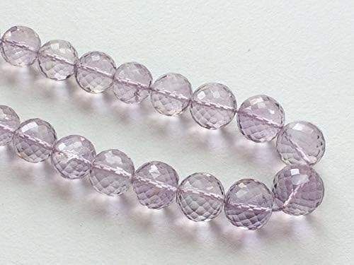 Pink Amethyst - Pink Amethyst Micro Faceted Round Beads, Pink Amethyst Necklace, 7.5mm - 11mm, 18 Inches, 52 Pieces