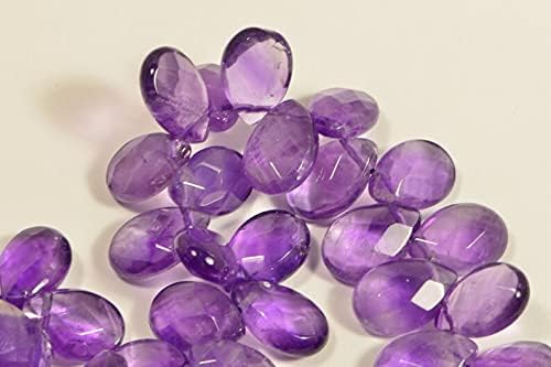 8 inch Strand of Natural Amethyst 12x8mm pear Smooth briolette Beads for DIY Jewelry Making. |BRIO_00253