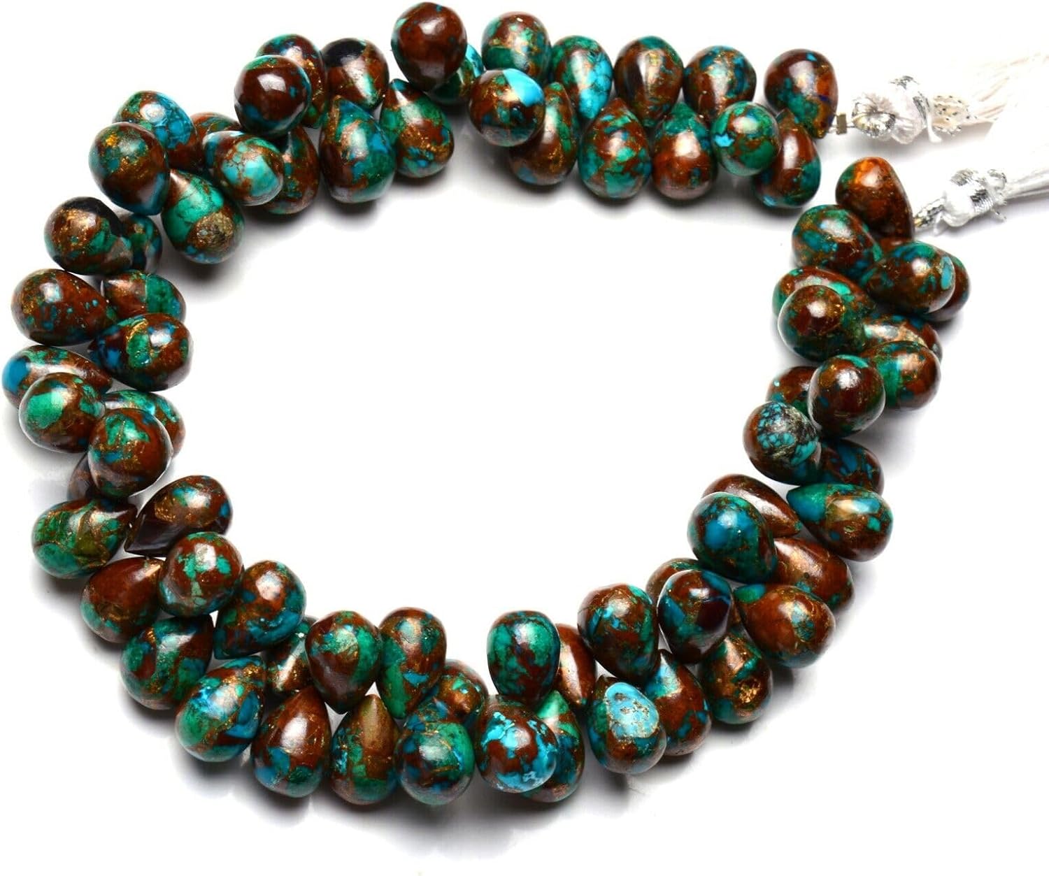 8 inch Strand of Natural Chrysocolla 11x8mm Teardrop Smooth briolette Beads for DIY Jewelry Making. |BRIO_02276