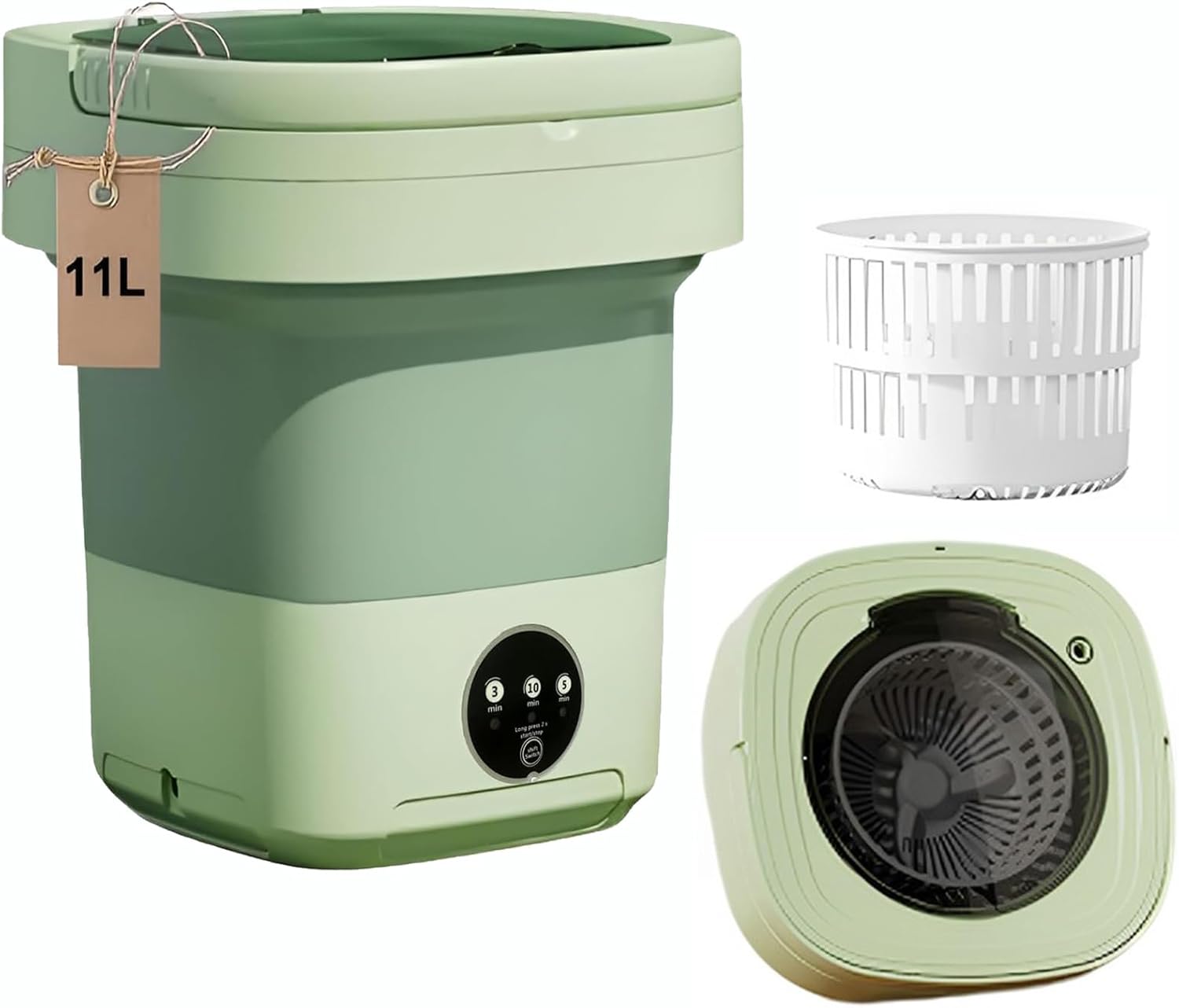 Updated Model Portable Washing Machine Mini Foldable Washer Machine 10L Large Capacity, with Drainage Basket,for Baby Clothes,Underwear or Small Items,for Apartment Camping RV or Travel