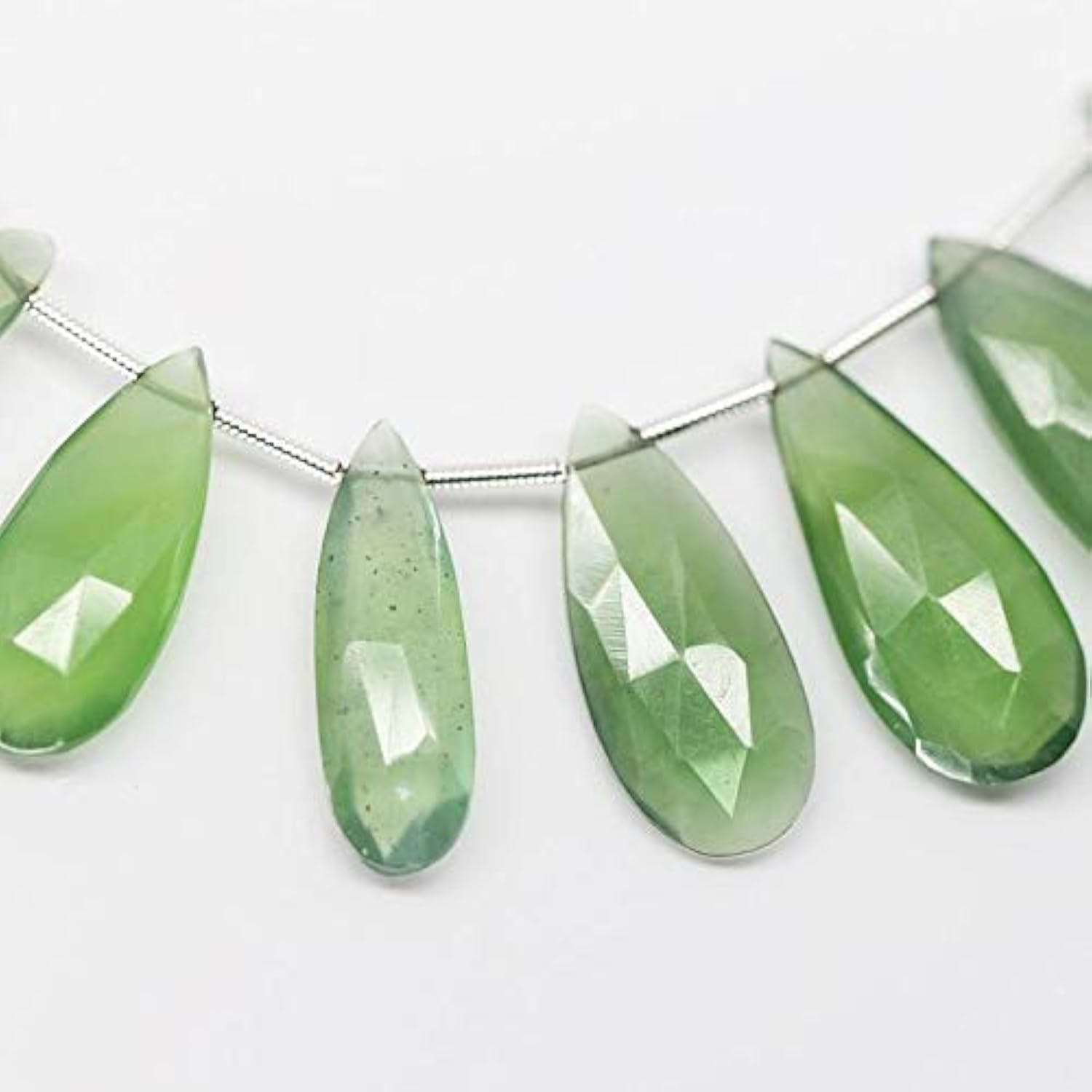 GEMZ 6 inch Strand of Natural Green Quartz pear Drop Shape Faceted Cut Green Color briollete Beads for DIY Jewelry Making- Earring Necklace Bracelet.