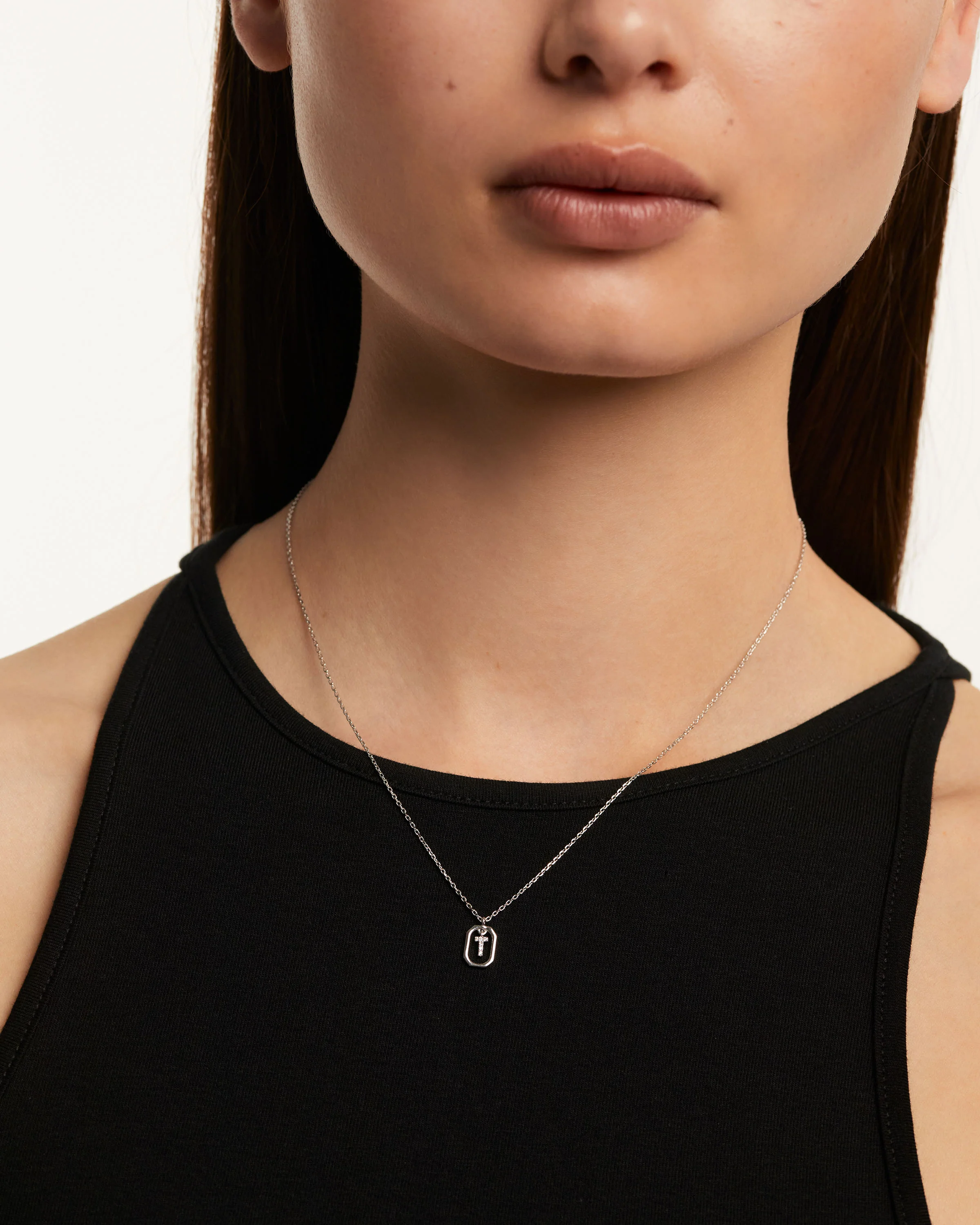 Mini Letter T Silver Necklace