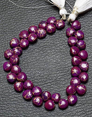 13 inch natural beads strand of 8mm smooth heart mojave purple copper turquoise gemstone briolletes beads for DIY jewelry - necklace, bracelet, earring, ring.