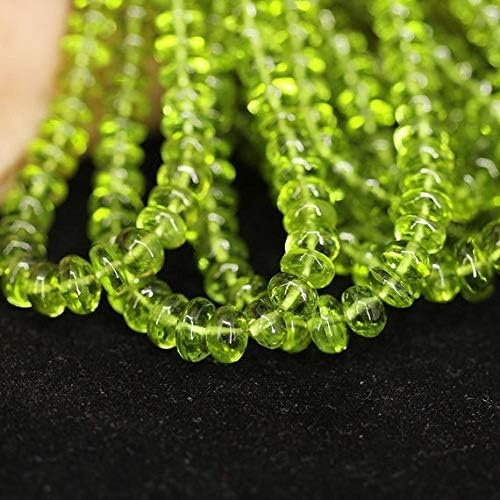BEADS GEMSTONE 13 Strand Lot Natural Green Perit Smooth Rondelle Micro Gemstone Craft Loose Beads 7 Inch Long Size-5-6mm Code-HIGH-26702