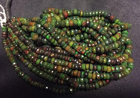 Ethiopian Opal, Welo Opal Rondelle Beads, Faceted Opal Beads, 16 Inch Strand, 3mm to 7mm