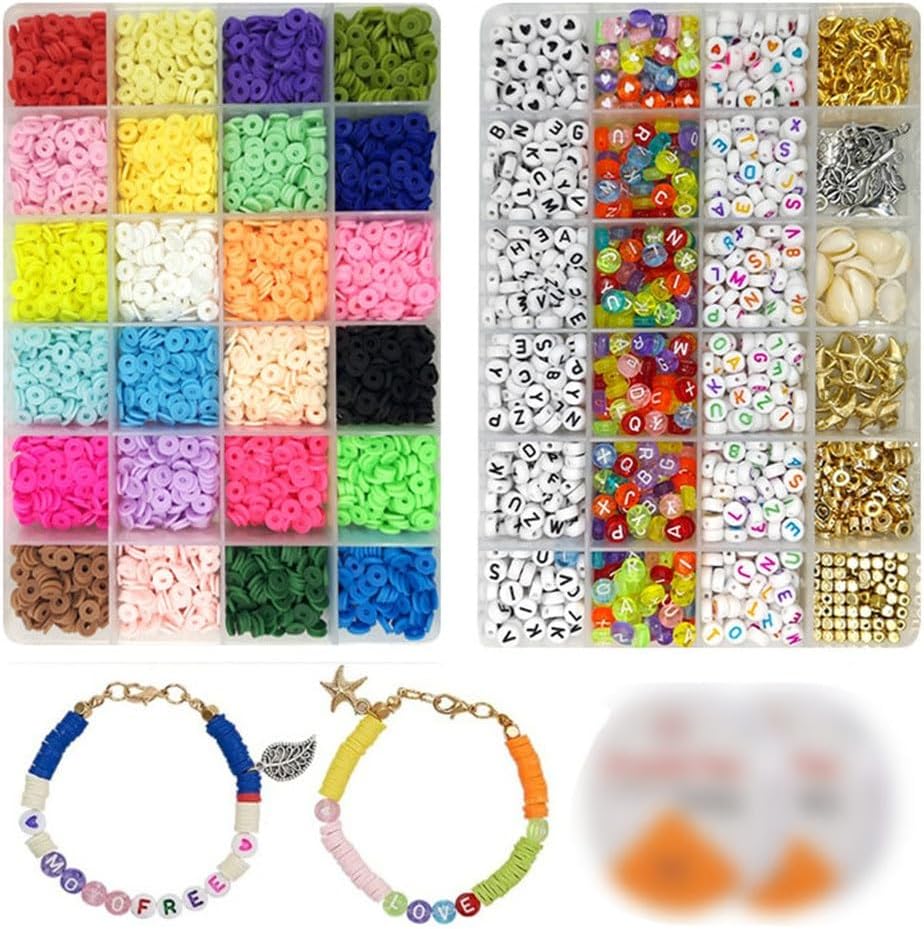 24-Lattice Letter Beads Colorful Soft Clay Pieces Boxed DIY Jewelry Accessories Bohemian Ocean