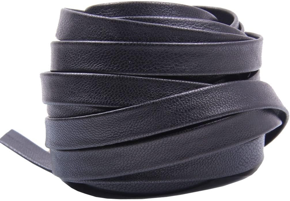 Braided Cord String Rope, 5 Meters 3-50mm Black Flat Genuine PU Leather Cord Rope Strap Bracelet for DIY Making(50mm)