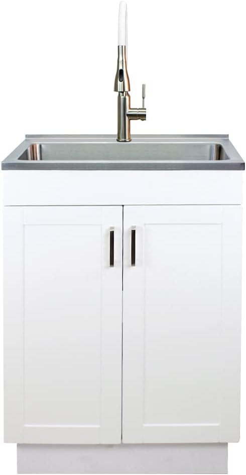 Transolid TC-2420-WCW 24-in All-in-One Laundry/Utility Sink Kit with Faucet in White