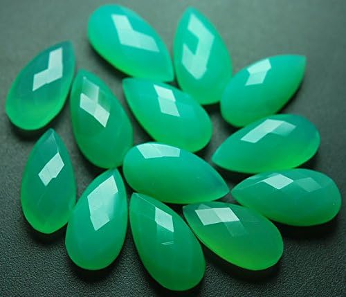 2 Matched pairs,Chrysoprase Chalcedony Faceted Pear Shape Briolettes,10x20mm
