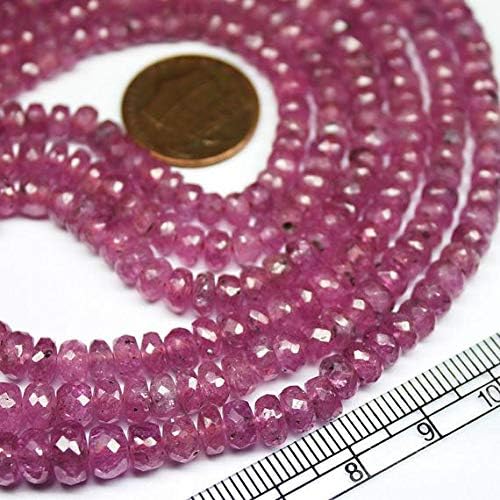 3 Strand Necklace Rare Pink Sapphire Faceted Rondelle Gemstone Craft Beads Strand 20 Inch Long 4mm 6mm Code-HIGH-27187