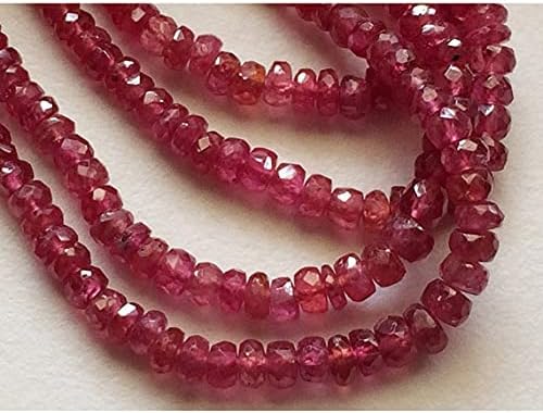 BEADS GEMSTONE 1 Strand Natural Ruby Faceted Beads, Genuine Ruby Necklace, Glass Filled Ruby, 2.75mm to 4mm 14 Inch Long L ong Code-HIGH-16061