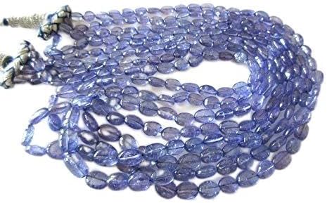Tanzanite Oval Beads, Smooth Tanzanite Oval Beads, Multi Strand Tanzanite Necklace, 4 Strand Multi Layer Tanzanite Necklace