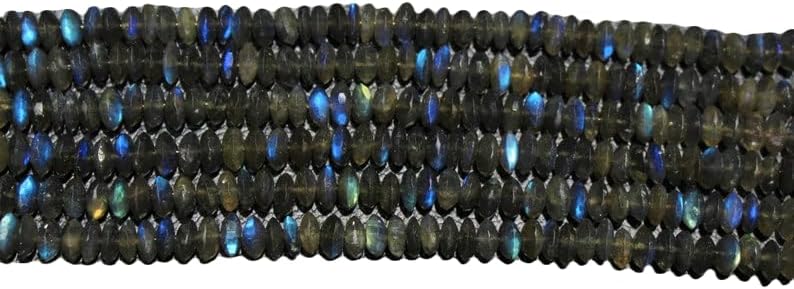 13 inch Strand of Natural gem Blue Flash Labradorite, 6mm Button Faceted Beads for DIY Jewelry Making. | Beads_03909