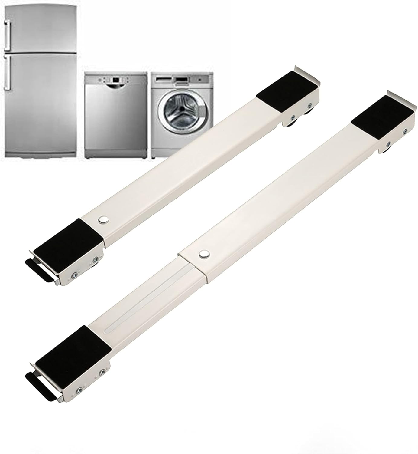 Washing Machine Base Mini Fridge Stand with 24 Wheels Universal Furniture Dolly Movable Appliance Trolley Fridge Freezer Pedestal Tray 45-70cm for Dryer Laundry Washer (Color : White)