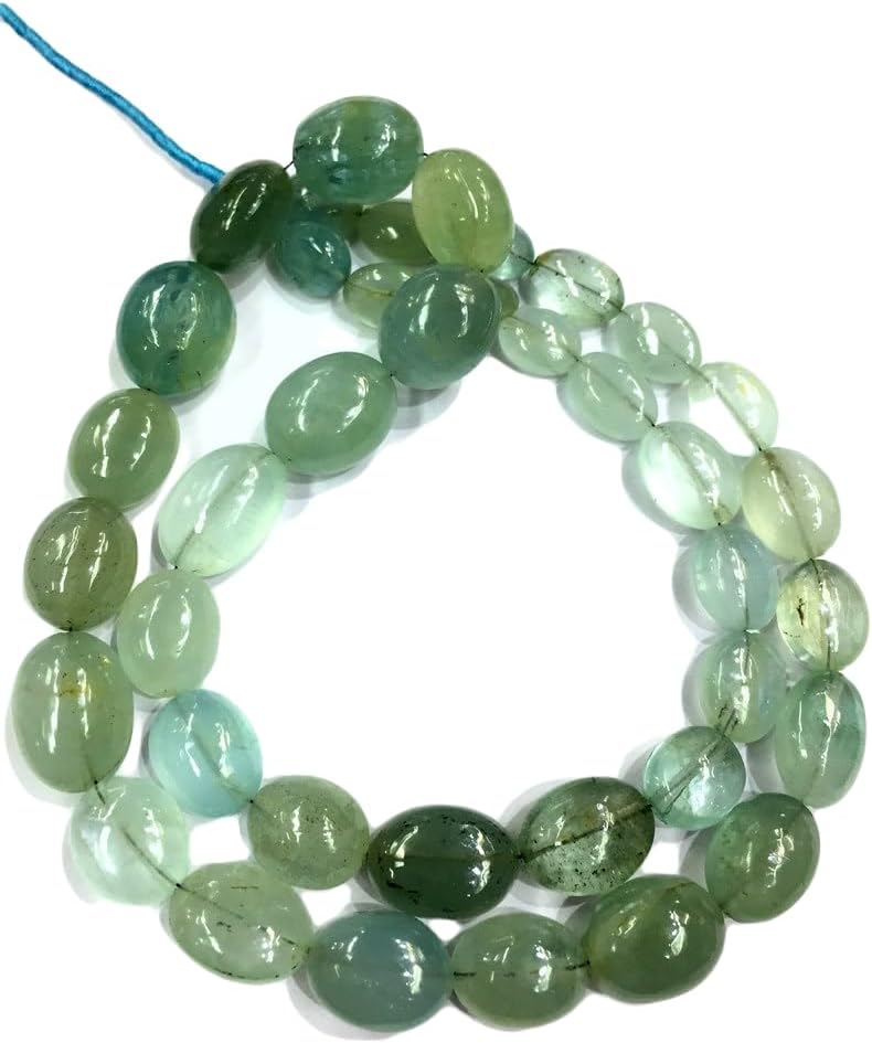 13 inch Strand of Natural gem Aquamarine, 6x10-8x14mm Oval Smooth Beads for DIY Jewelry Making. | Beads_01760, green