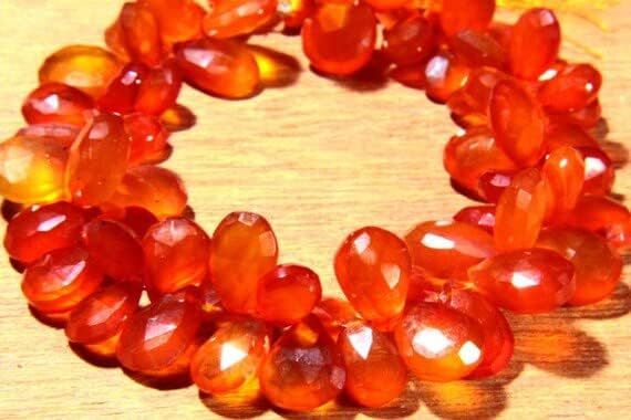 8 inch Strand of Natural Chalcedony 10x6m-12x9mm pear Faceted briolette Beads for DIY Jewelry Making. |BRIO_01853