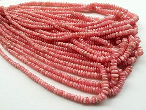 JEWELZ 16 inch strand natural rhodochrosite 4.5-7.5 mm rondelle smooth beads - jewelry - rhodochrosite plain rondelle beads, natural rhodochrosite beads, 4.5-7.5mm, 16 inch, rhodochrosite necklace