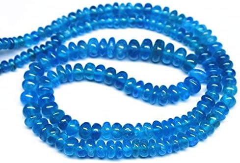 Natural Neon Blue Apatite Smooth Polished Gemstone Rondelle Gemstone Loose Craft Beads 18 Inch Long 3mm 7mm Code-HIGH-772