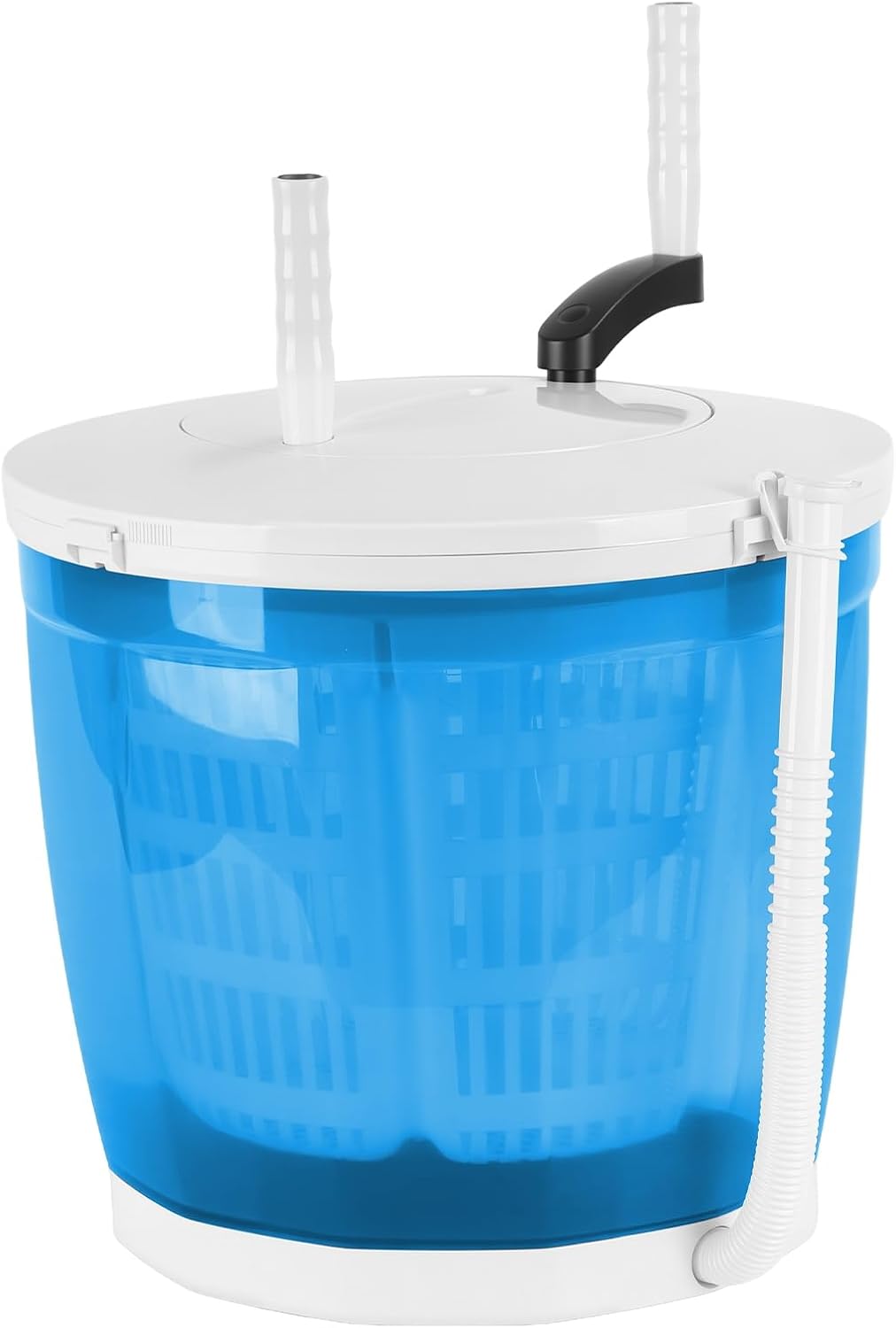 2 In1 Manual Clothes Washer, Portable Hand Crank Washing Machine Mini Dryer Spinner Labor Compact Laundry Machine for Camping, Dorm, Travel, No Electricity Needed, Suction Cup Base, 2kg Capacity Sky