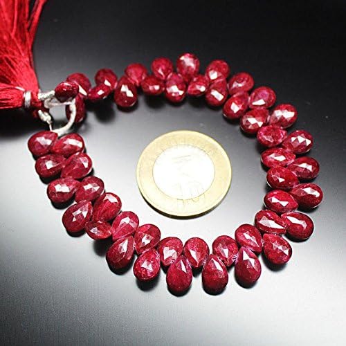 13 inch natural beads strand of 9mm faceted drop ruby gemstone beads for DIY jewelry - necklace, bracelet, earring, ring.