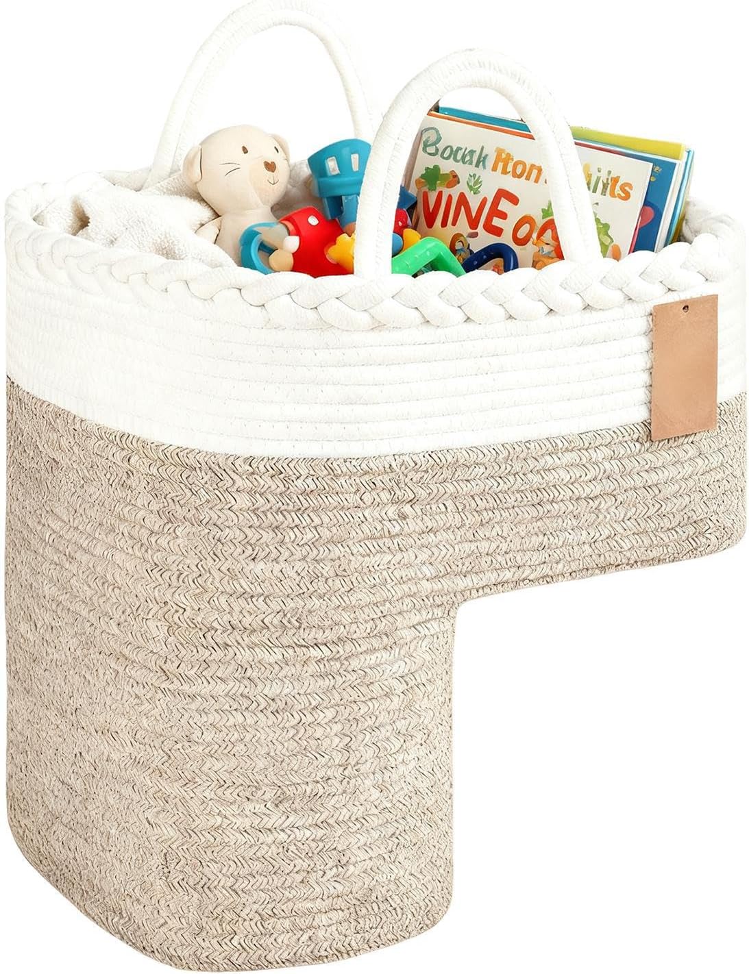 Staircase Basket - Portable Step Organizer Woven Basket, Foldable Woven Step Organizer With Handle | Stair Baskets For Dirty Clothes, Toys, Tools, Books | Space-Saving Storage Bin For Home Office Apa