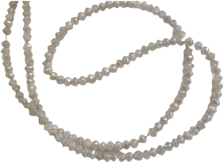 3-3.5mm Gray White Diamond Rondelle Beads, Faceted Gray White Drilled Diamond Beads, Diamond for Jewelry (2IN To 8IN Options) - PPD745, 3-3.5 MM Approx.