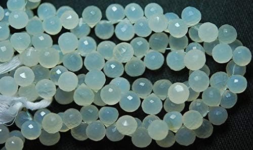 7 Inches Strand,Full Strand, Natural White Chalceny Micro Faceted Onion Shape Briolettes 8-9mm Code-HIGH-57173