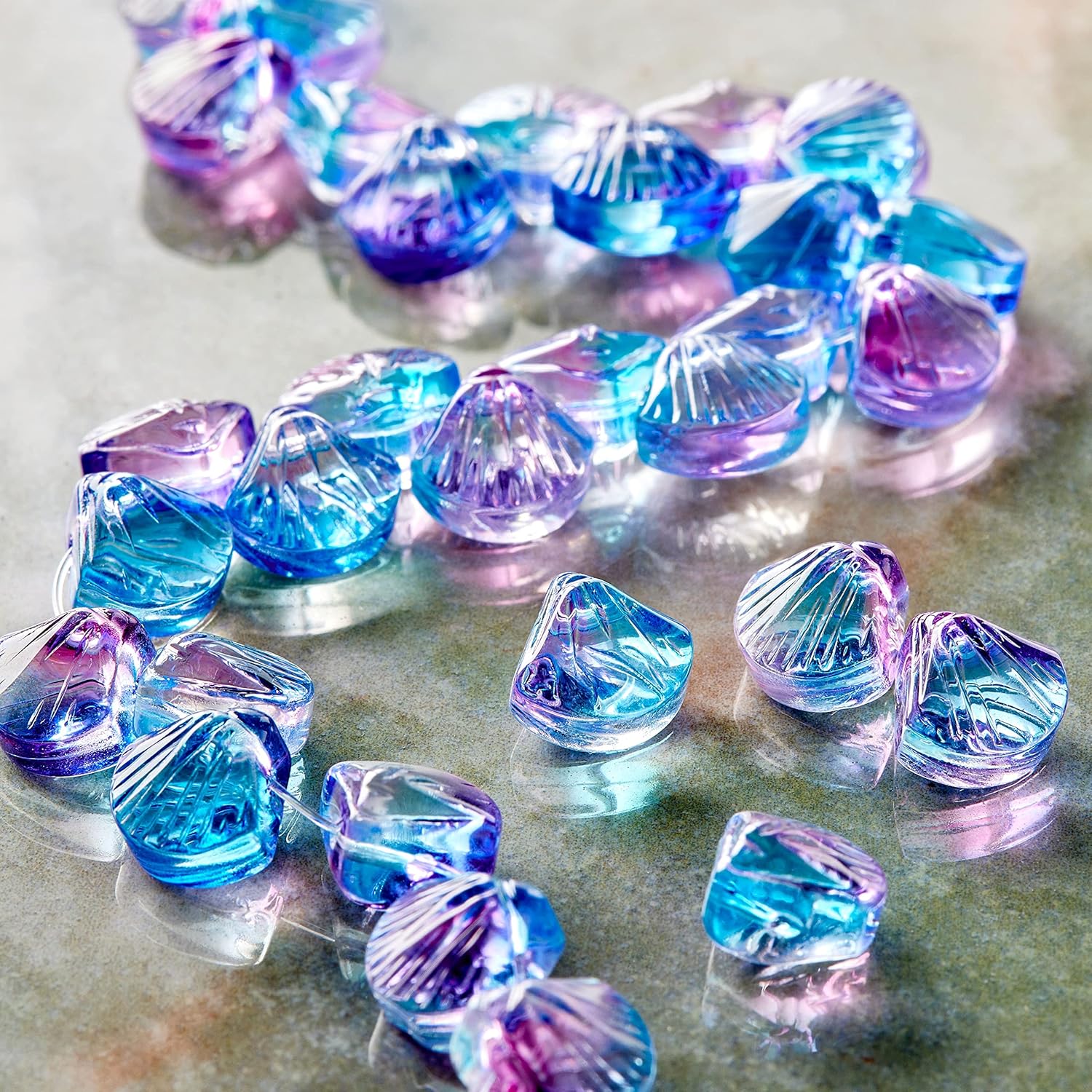 Bead Landing Pink & Blue Glass Shell Beads, 10mm, 12 Pack