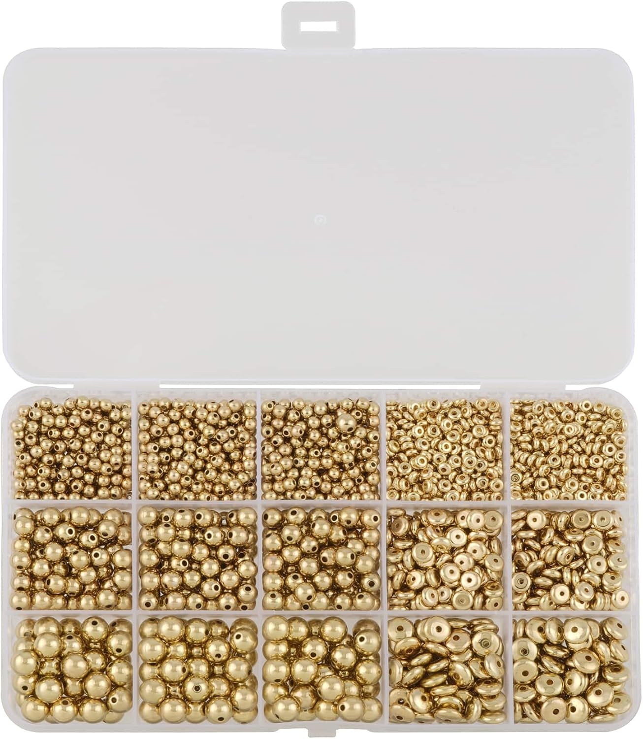 Bead Landing Gold Plastic Spacer Bead Mix – 4.2 oz (120 g) Assorted Beads for DIY Jewelry Making, Bracelets, Necklaces & Crafts, 6 Pack