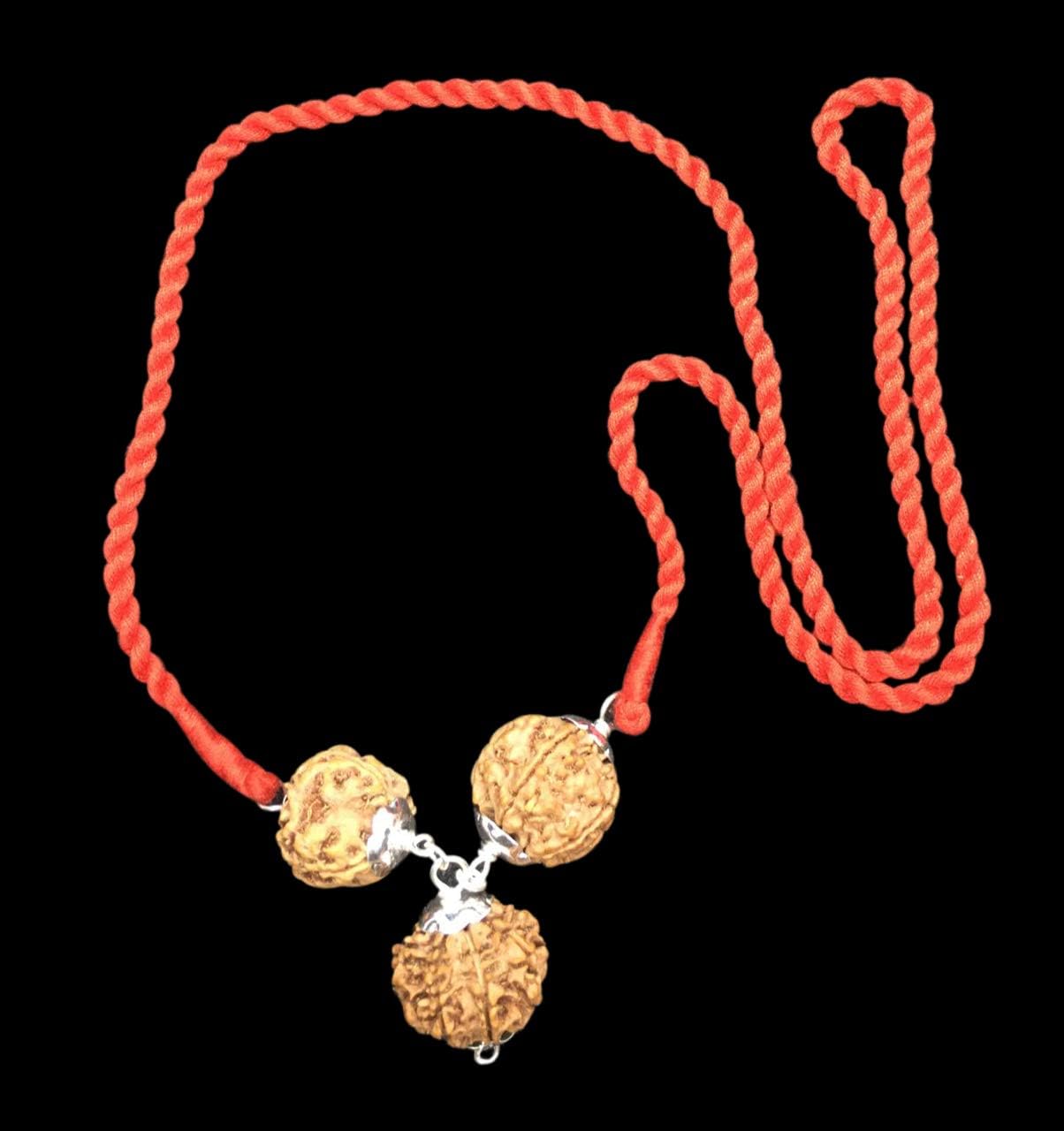 Rudraksha Combination for Advocates 4,6,8 Mukhi Nepal in Silver Pendant Lab Certified Original Genuine Beads (Tiny)