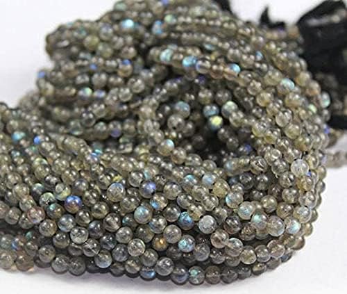 Beads Gemstone Rainbow Fire Labrarite Smooth Round Ball Gemstone Loose Craft Beads Strand 14 Inch Long 4mm Code-HIGH-28136