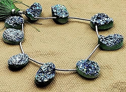 8 inch Strand of Natural druzy Quartz 14.5-21 mm pear Faceted briolette Beads for DIY Jewelry Making. |BRIO_02840