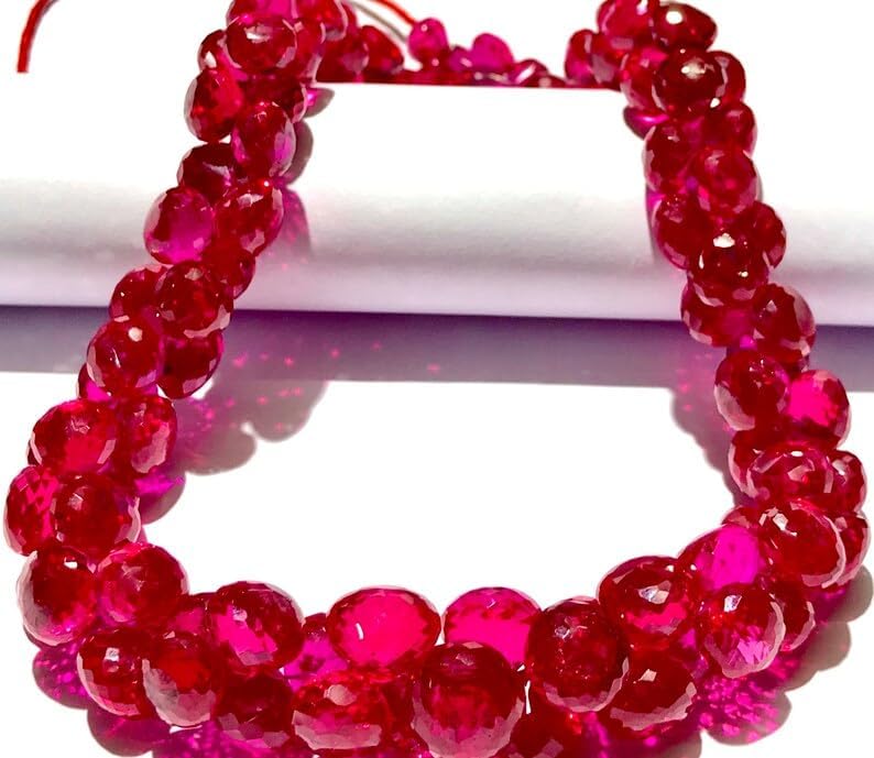 Natural Pink Spinel Onion Faceted Beads 8X10-7X9MM 14 inch Long String Jewelry Making Gemstone Beads for Necklace Bracelet