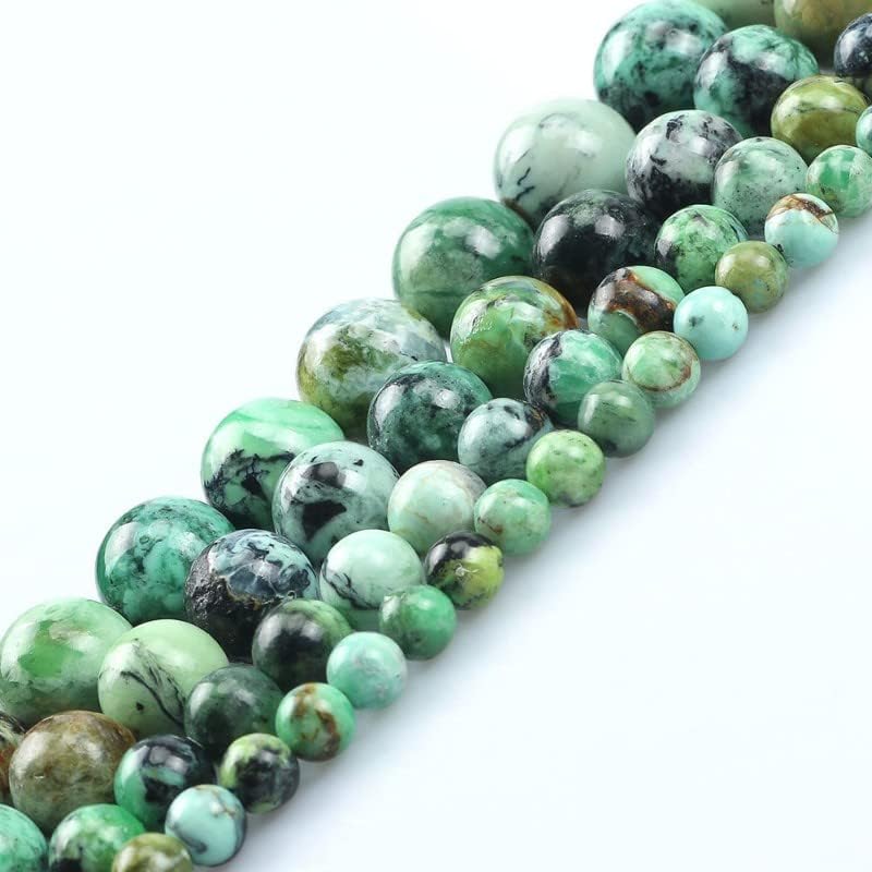Natural Stone Green Variscite Beads 6 8 10 12MM Round Loose Beads for Jewelry Making DIY Bracelet Necklace Jewellery 15 Inches - (Item Diameter: 12mm 30pcs Beads)