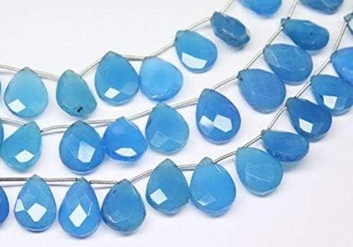 blue chalcedony pear drop faceted 10'' long strand gemstone beads, jewelry supplies for jewelry making, bulk beads, for meditation jewellery gemstone 14mm to 20mm