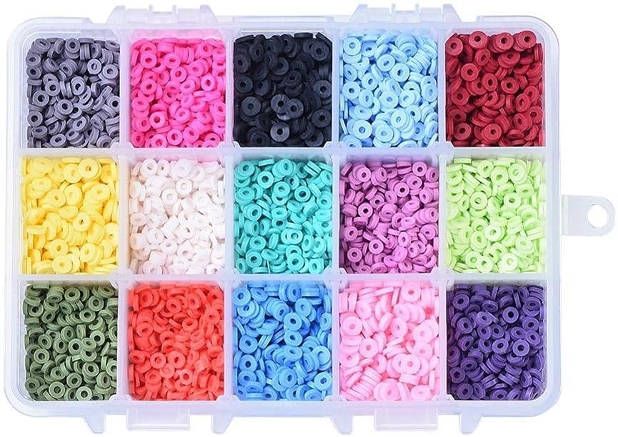 nt 1box 15 Colors 4mm Environmental Handmade Polymer Clay Beads Disc/Flat Round Heishi Bead for Women Necklace Jewelry Craft Making D121