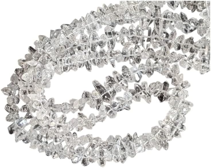 Clear Herkimer Diamond Beads, 8-11 mm Natural Center Drilled Clear Raw Herkimer Diamond Quartz Nuggets for Jewelry (4 IN To 16 IN) - ASG55