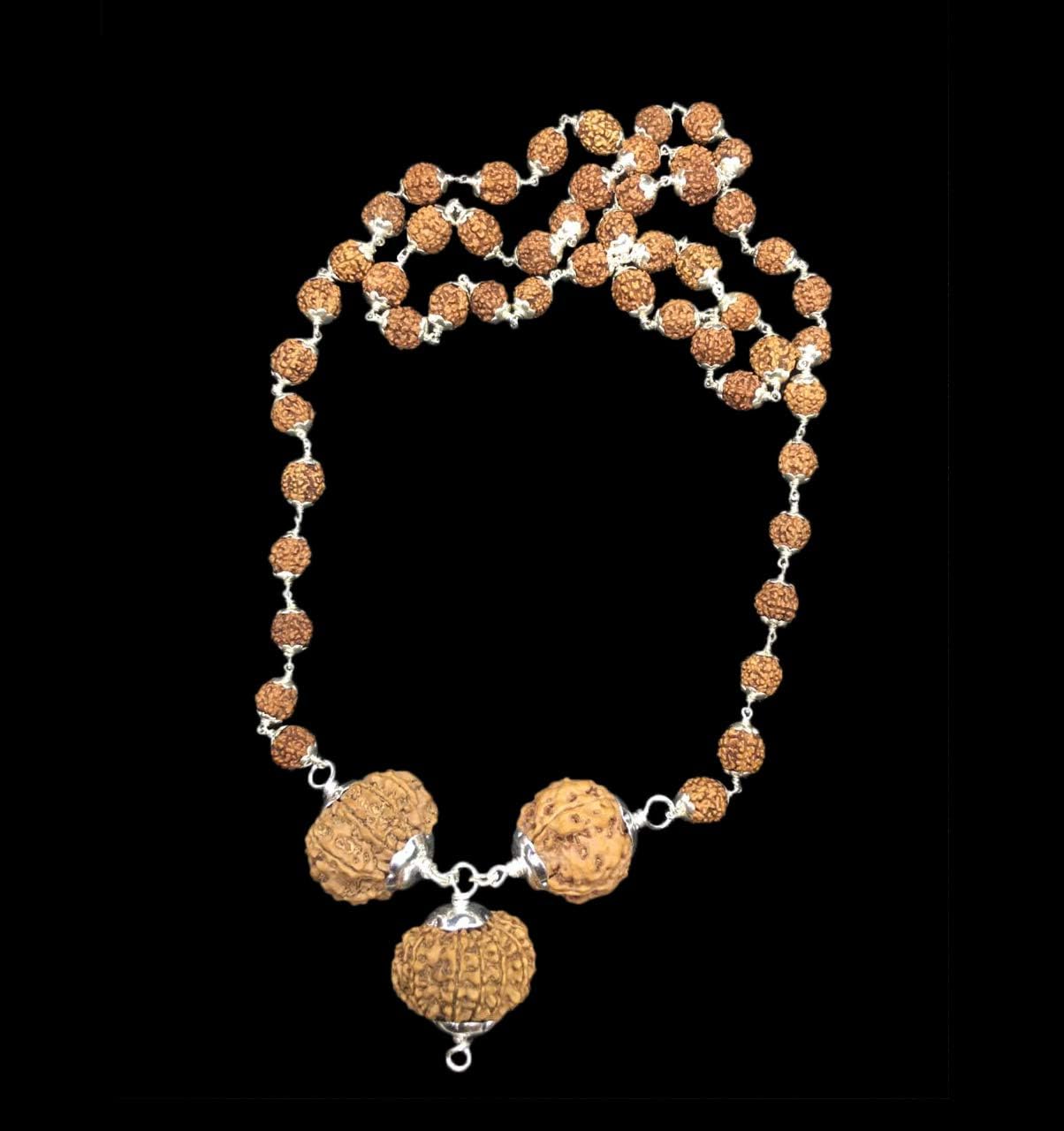 Rudraksha Combination for Doctors 4,9,12 Mukhi Nepal in Silver Mala IGL Lab Certified Original Genuine Beads (Big)