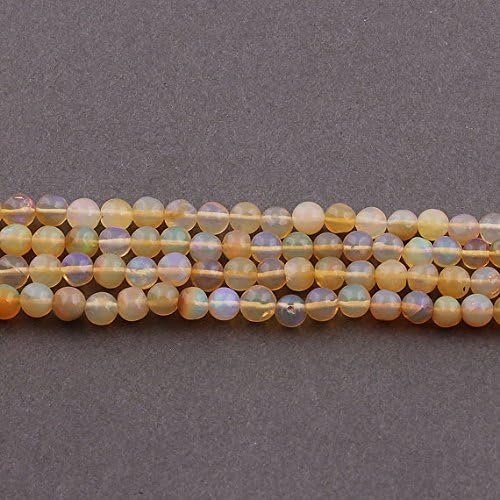 LKBEADS 2 Strand Natural Ethiopian Welo Opal Plain Round Balls- Smooth Plain Ball Bead 3mm-6mm 20 Inches