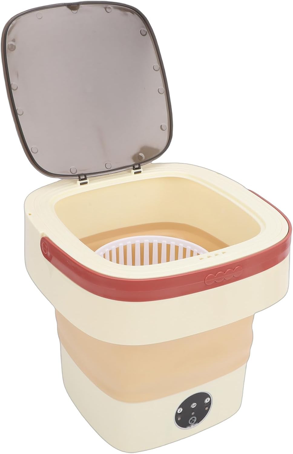 Diydeg 8L Portable Washing Machine with 3 Cleaning Modes, Foldable Washer, Drain Basket, Small Laundry Machine for Toddler Clothes, Underwear, Socks, Toys (Khaki)