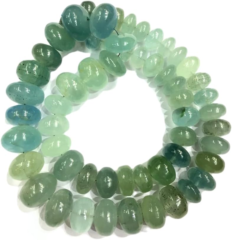 13 inch Strand of Natural gem Aquamarine, 11-15mm rondelle Smooth Beads for DIY Jewelry Making. | Beads_01653, green