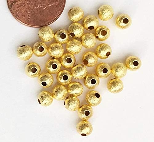 Bulk 500 pcs of Gold Plated Round Brushed Beads 5mm, Round Brushed Beads, Gold Spacer Beads