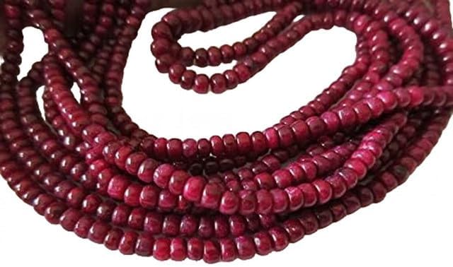 16 Inches Natural Ruby Beads, Smooth Rondelle Bead Necklace, 3mm to 4.5mm Beads lot of 25 Strands CHIK-STRD-98829