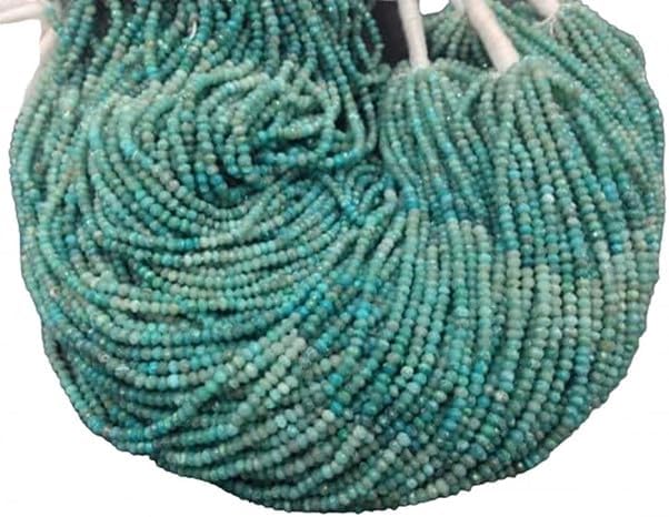 14 Inches Chrysocolla Micro Faceted rondelle Beads 3-4 mm lot of 5 Strands Chik-STRD- 92605