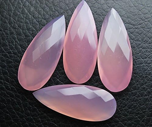 5 match pair,flat on one side,rose pink chalcedony faceted pear briolettes 8x20mm large size